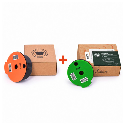 2x atkārtoti uzpildāmas kapsulas Tassimo – 60 ml + 180 ml